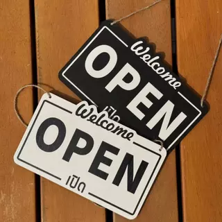 ป้ายปิดเปิด ร้าน 2ด้าน ไม้เนื้อแข็ง ป้ายแขวน ปิดเปิด ป้ายประตูร้าน OPEN CLOSED แขวนหน้าร้านได้ทันที สำหรับร้านค้า คาเฟ่