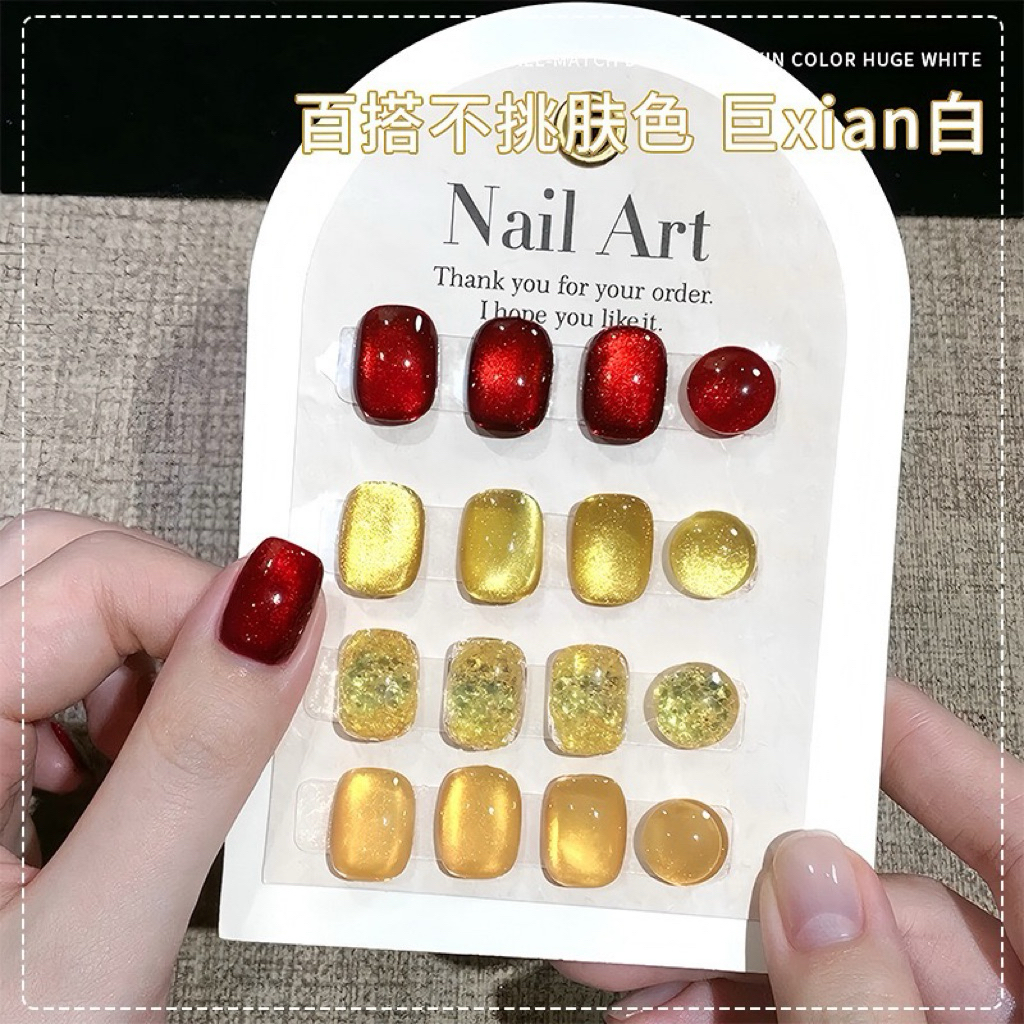 สีทาเล็บเจล เทศกาลตรุษจีน แคทอายทอง สีกากเพชรเนื้อเงิน ทองอ่อน เนื้อกากเพชรสีสวย