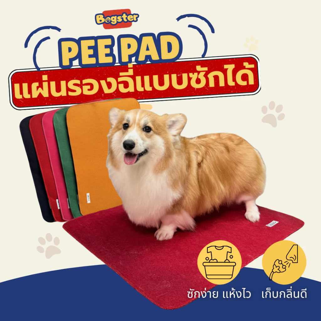 [ขายดี] แผ่นรองฉี่ สุนัข แผ่นรองฉี่ หมา ซักได้ Bogster ไม่ซึม 100% แห้งไว มีกันลื่น ของใช้สัตว์เลี้ยง
