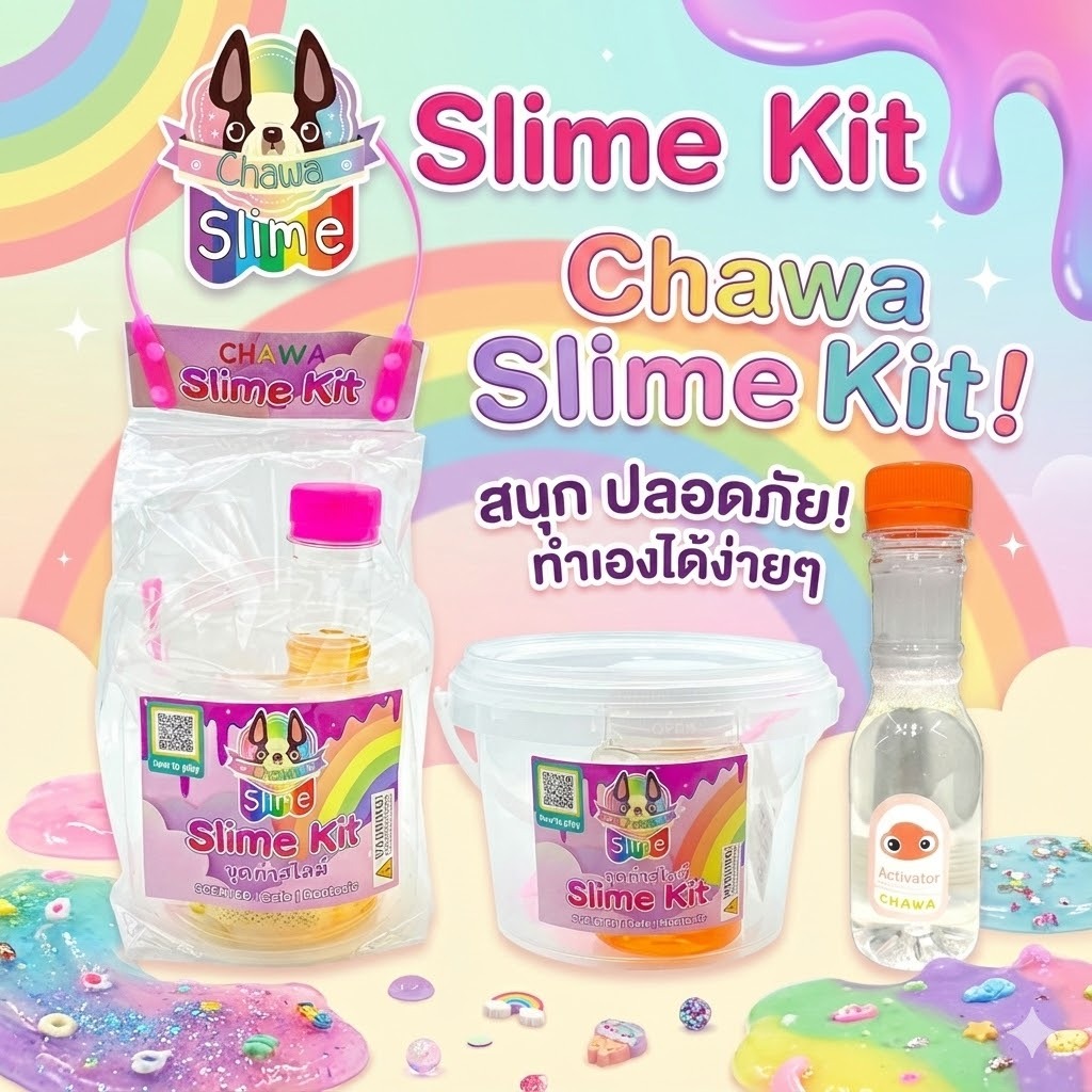 🚚พร้อมส่งจากไทย⭐🌈Chawa Slime Kit - ชุดทำสไลม์ไร้สารอันตราย🍭