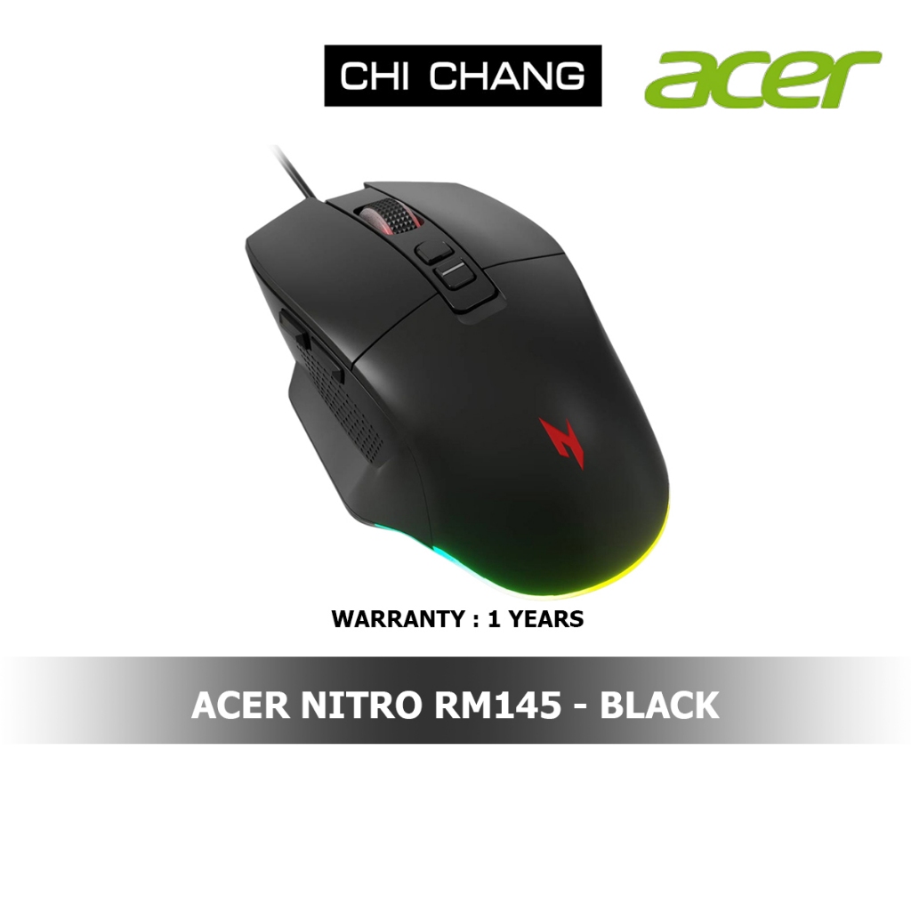 MOUSE (เมาส์) ACER NITRO GAMING RM145 (BLACK) / ประกันศูนย์ ACER 1 ปี