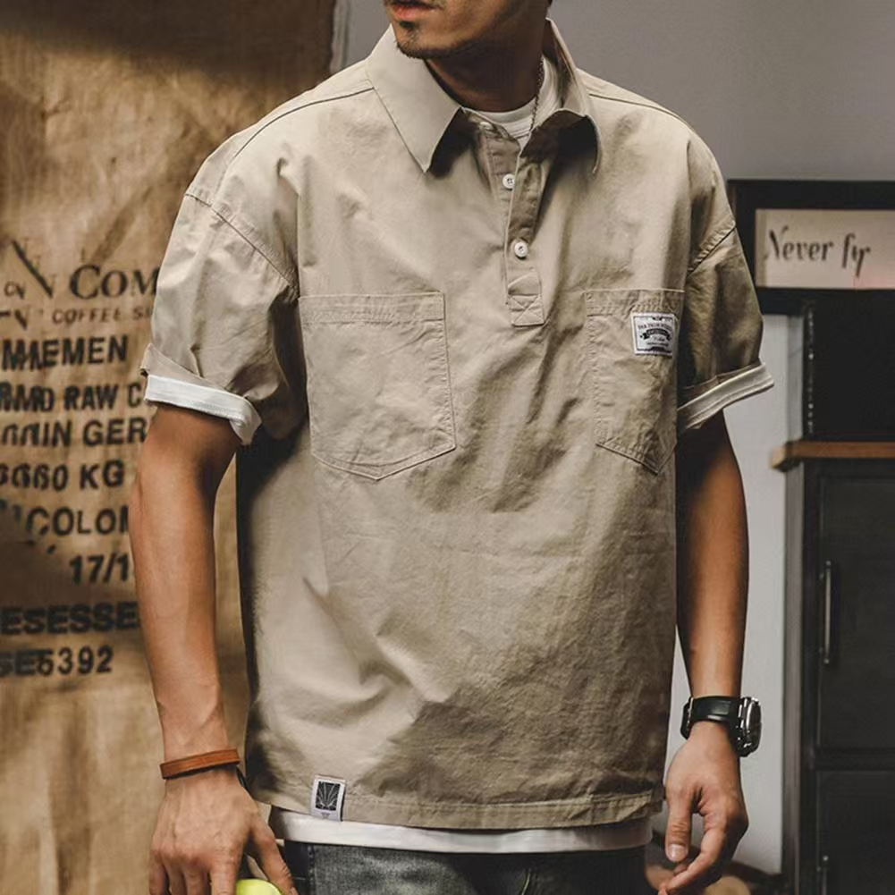 เสื้อโปโลสีดำสวมใส่สบายเสื้อคอปกคอปกแขนสั้นเสื้อโปโลผู้ชาย