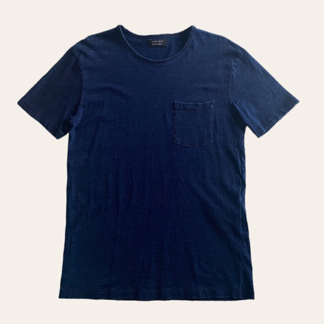 ZARA MAN indigo t-shirt แท้