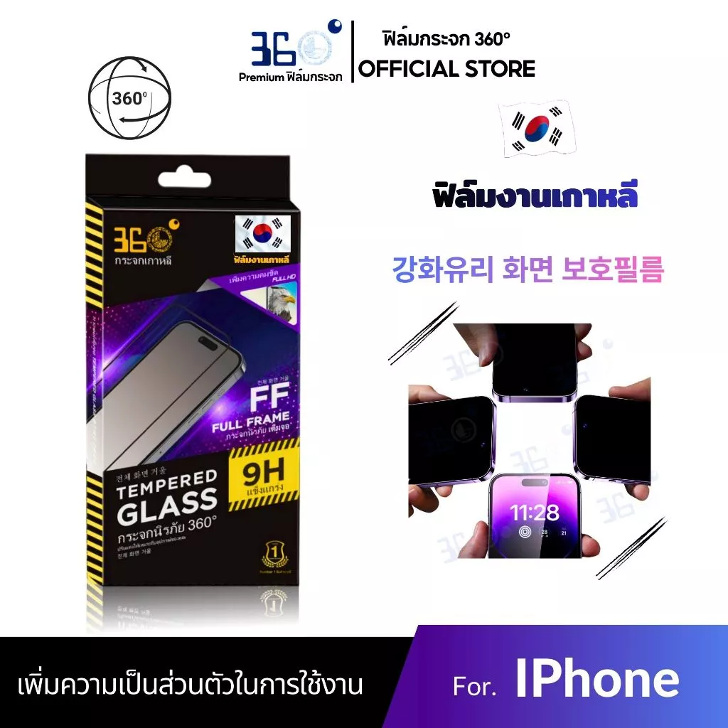 [🇰🇷360°] ฟิล์มกระจกกันมอง/กันเสือก360องศา iphone 18 18Pro 18Promax 17 16 15 14 13 12 11 Pro Max Plus thumbnail 4
