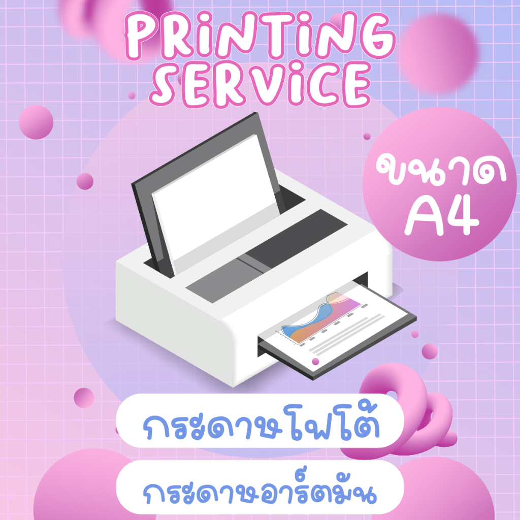 ปริ๊นเอกสาร ปริ๊นรูป ปริ๊นงานด่วน ขนาดเอสี่ กระดาษโฟโต้/อาร์ตมัน กันน้ำ