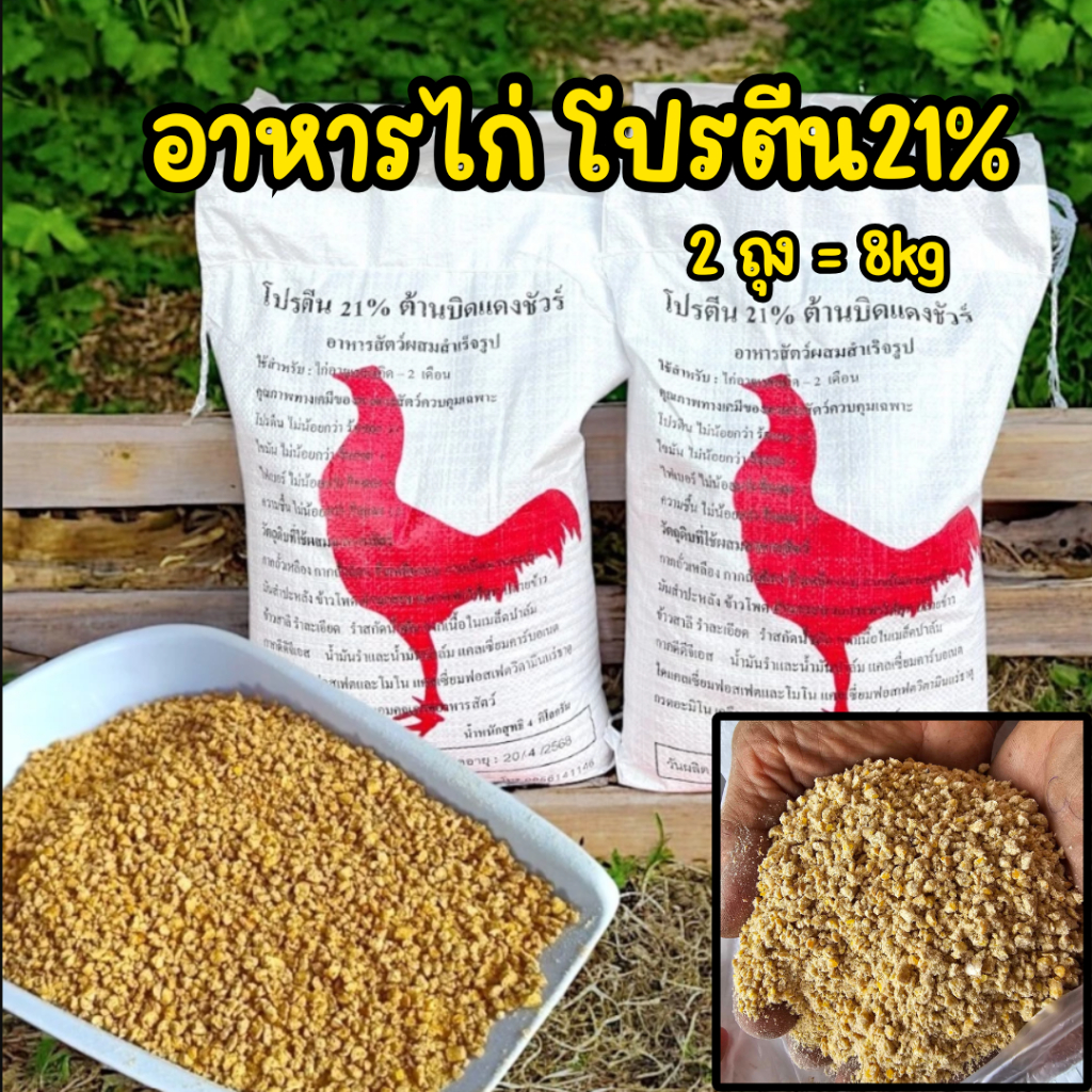 [2ถุง=8kg] อาหารไก่โปร21% ต้านบิด อาหารไก่แรกเกิด-2เดือน