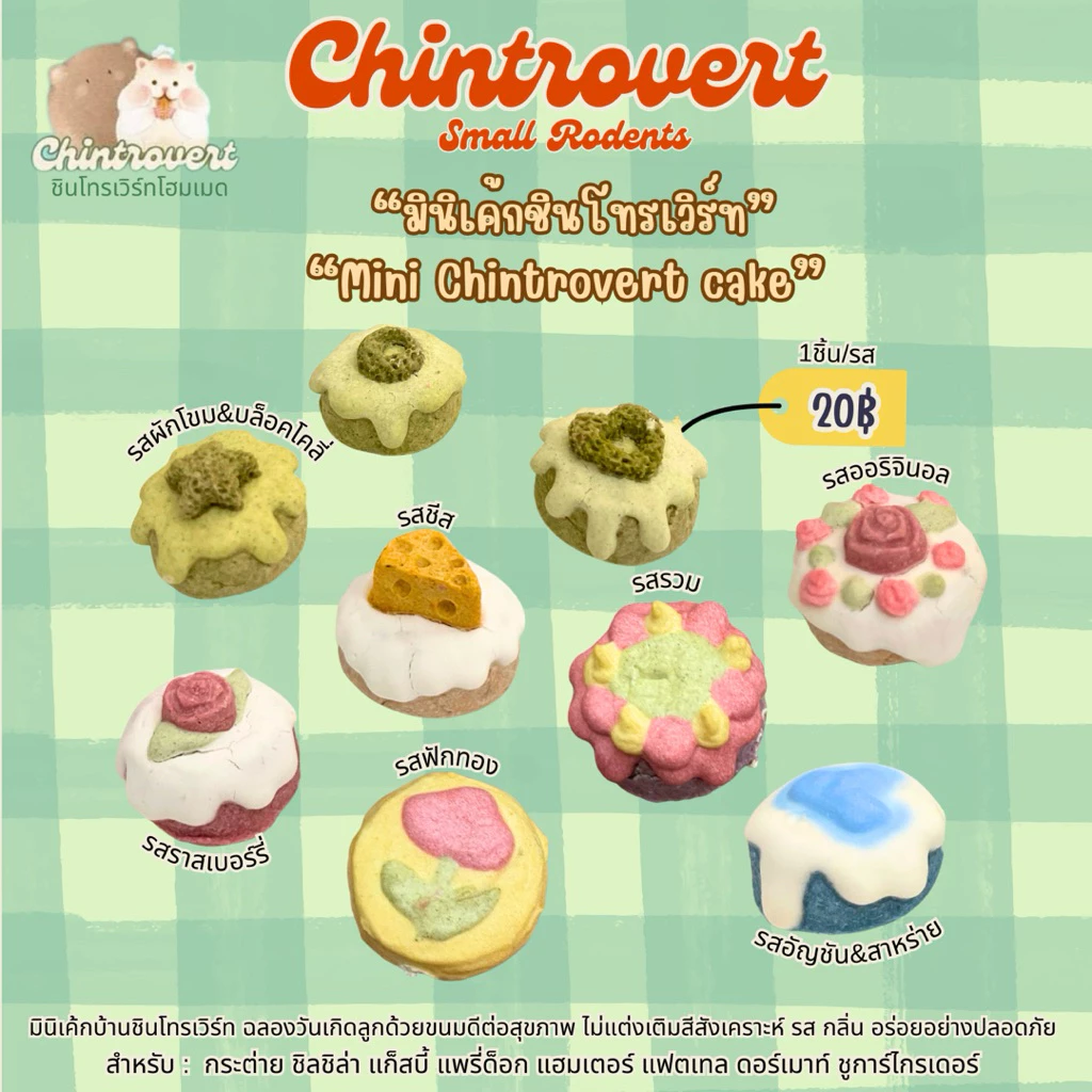 Chintrovert ✨| มินิเค้กบ้านชินโทรเวิร์ทโฮมเมด 1ชิ้น | สำหรับสัตว์ฟันแทะ แฮมเตอร์ แฟตเทล ดอร์เมาท์