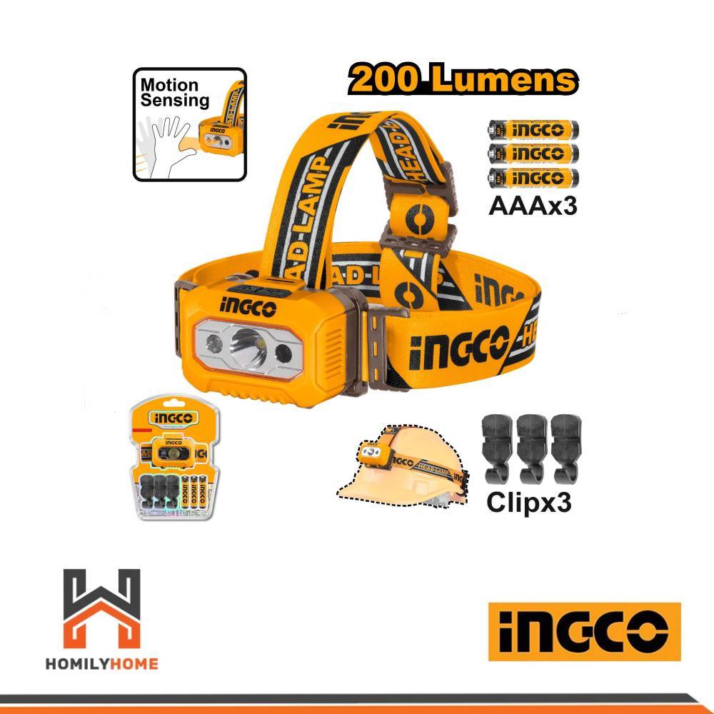 INGCO ไฟฉายคาดหัว LED ระดับการป้องกัน IPX4 รุ่น HHL013AAA8