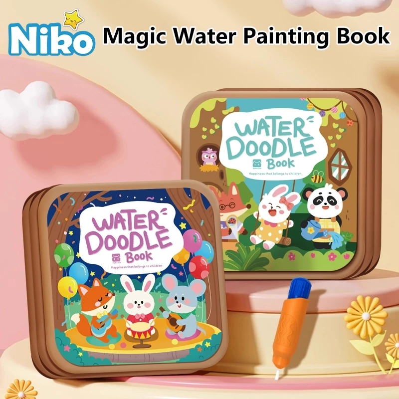NIKO หนังสือวาดน้ำมหัศจรรย์สำหรับเด็ก มีปากกา การศึกษายุบัน หนังสือระบายสี ของเล่นวาดภาพ
