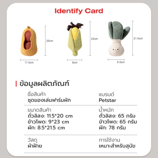 Petstar ของเล่นสุนัข มีเสียง ของเล่นสัตว์เลี้ยง 3 ชิ้น Dog vegetable toy set วัสดุนุ่มปลอดภัย คุณภาพดี ทนทาน