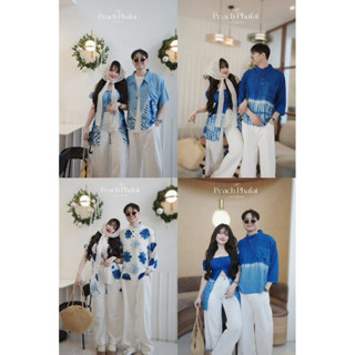 ชุดงานคู่ เนื้อผ้าสปันย้อมครามเนื้อนุ่ม