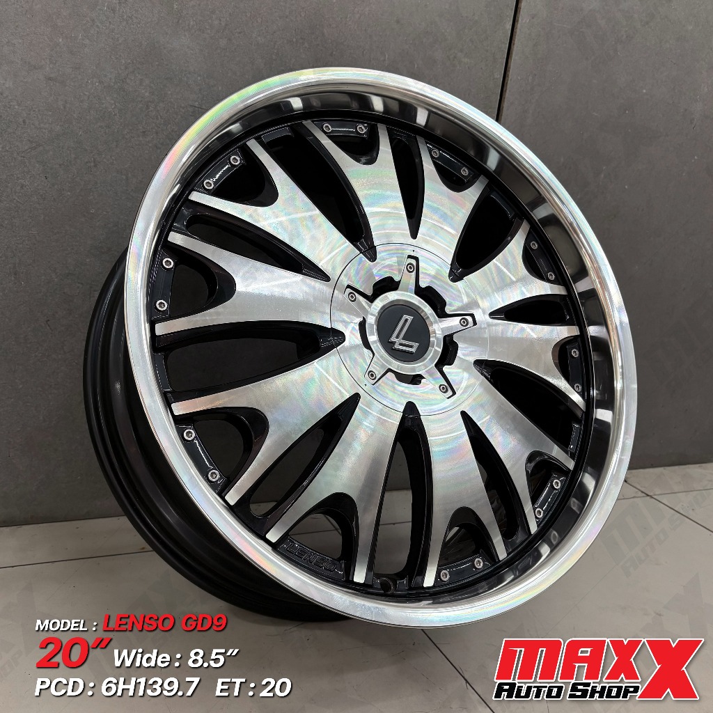 ล้อแม็กซ์ LENSO GD9 ขอบ 20x8.5" 6H139.7 ET20 สีดำหน้าขอบเงิน (ขายเป็นชุด 4 วง) (N20-007) GD9-85J
