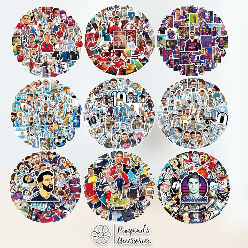 ✿ ร้านในไทยพร้อมส่ง : สติ๊กเกอร์กันน้ำลายนักฟุตบอลโรนัลโดและเมสซี่ | RONALDO & MESSI Waterproof Deco