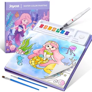 [แถมพู่กัน 2 ด้าม] JoyCat สมุดระบายสีน้ำ 3-in-1 Watercolor มีจานสีในตัว ระบายสีได้ทันที ไม่ต้องใช้แก้วน้ำ ของเล่นศิลปะ