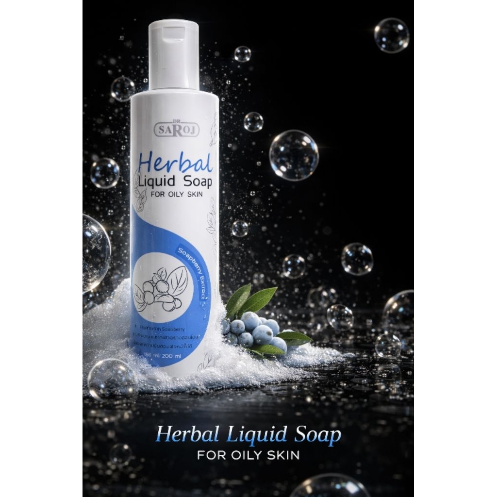 สบู่เหลวสมุนไพร ดร.สาโรช สำหรับผิวมันมาก.✅ ของแท้