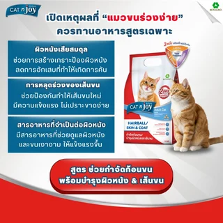 CAT n joy อาหารแมว สูตรกำจัดก้อนขนและบำรุงขน สำหรับแมวโต 1 ปีขึ้นไป รสแซลมอน ขนาด 400 กรัม