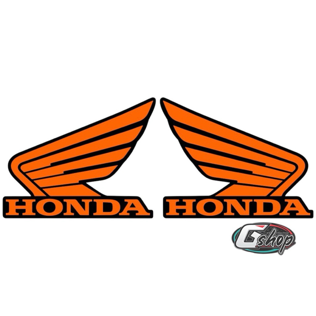 สติ๊กเกอร์ HONDA ปีกนก ติดถังน้ำมัน สีส้มดำ [แท้ศูนย์ Honda]