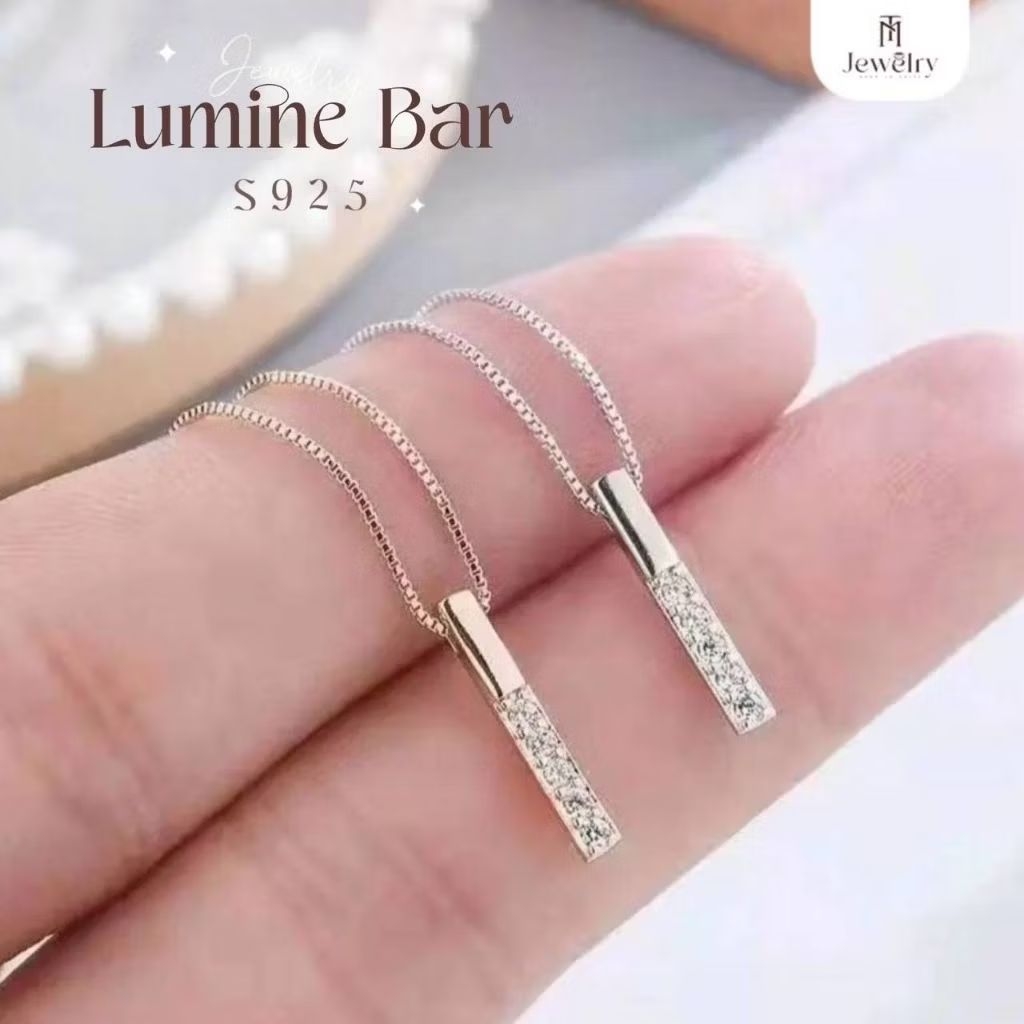 ✨ TM Jewelry✨ สร้อยคอเงินแท้ 92.5% รุ่น Lumine Bar ✨ จี้แท่งประดับเพชร  สร้อยคอผู้หญิง สร้อยคอแฟชั่น