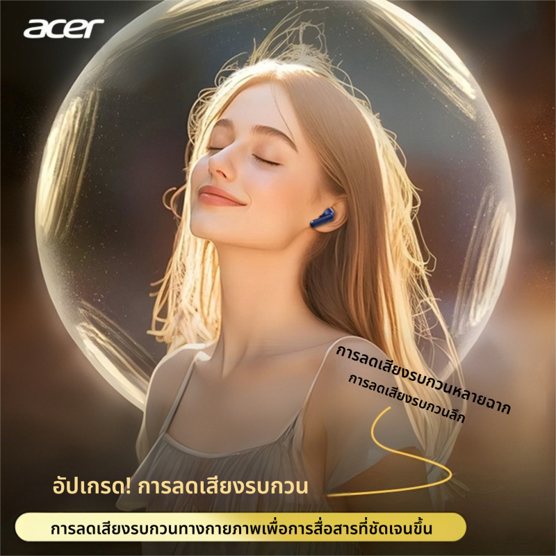 Acer OHR548 หูฟังบลูทูธไร้สาย ลดเสียงรบกวน ANC หูฟังบลูทูธ Bluetooth 5.4 หูฟังไร้สาย HiFi HD Call พร้อมไมโครโฟน เสียงดี - รูปที่ 6