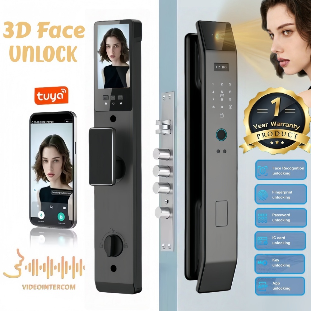 Tuya Smart 3D Face Digital Smart Door Lock 【จัดส่งจากกรุงเทพ】กุญแจอัจฉริยะ ล็อคดิจิตอล ลูกบิดประตู ลูกบิดประตูดิจิตอล