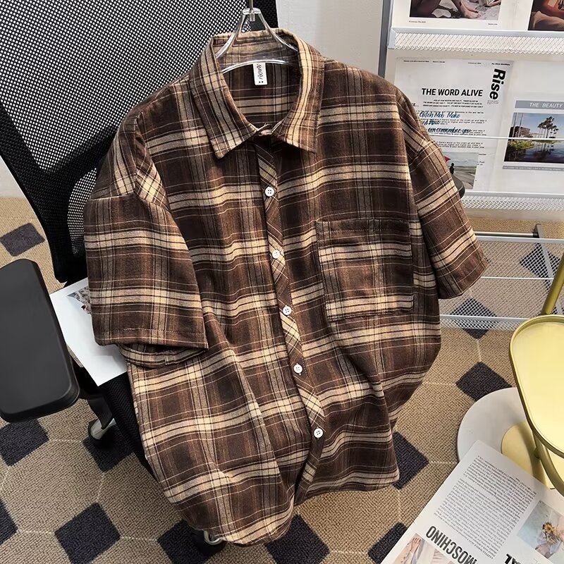เสื้อเชิ้ตแขนสั้นผู้ชายผลิตจากผ้าฝ้ายสวมใส่สบายดีไซน์แขนสั้นคอกลมสวมใส่สบายตลอดทั้งวันM - 3 xl