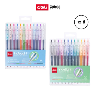 ชุดปากกาเจลสีแบบกด Bullet tip 0.5mm Deli รุ่น G118-12A / G118-12B (จำหน่าย1ชุด/12สี/12ด้าม)