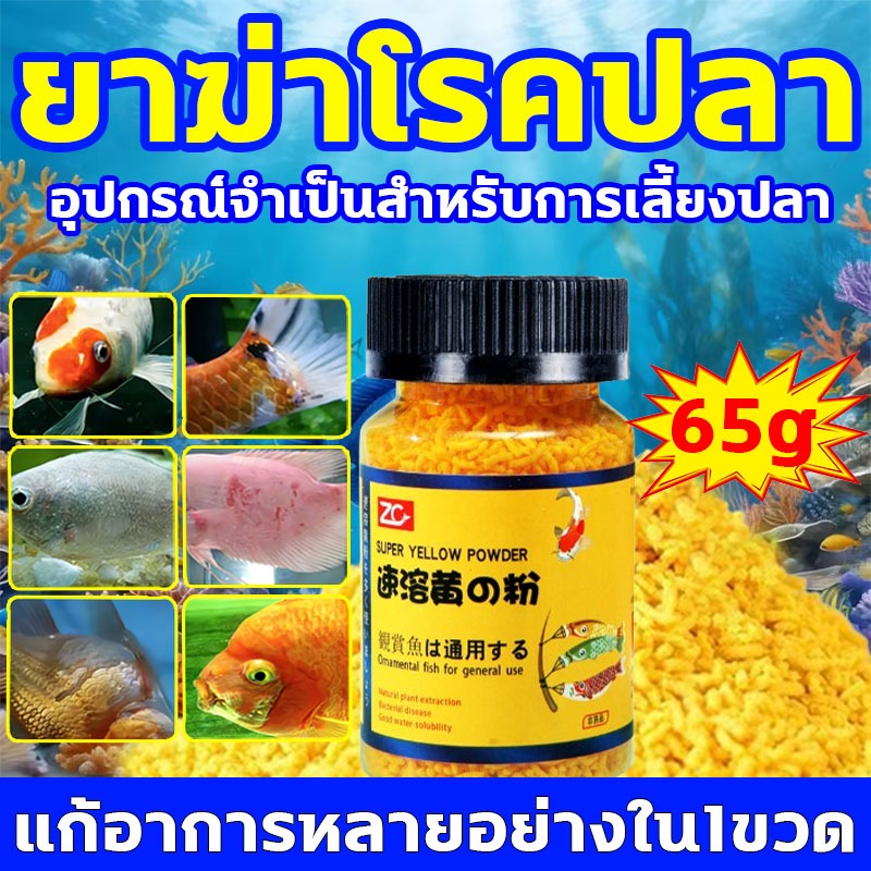น้ำยาฆ่าเชื้อตู้ปลาทอง ปลาป่วยใช้ขวดนี้ทันที หายขาด100% ผงสีเหลืองทันที ละลายเร็ว อาการหลายอย่างใน1ขวด ยาฆ่าเชื้อปลา