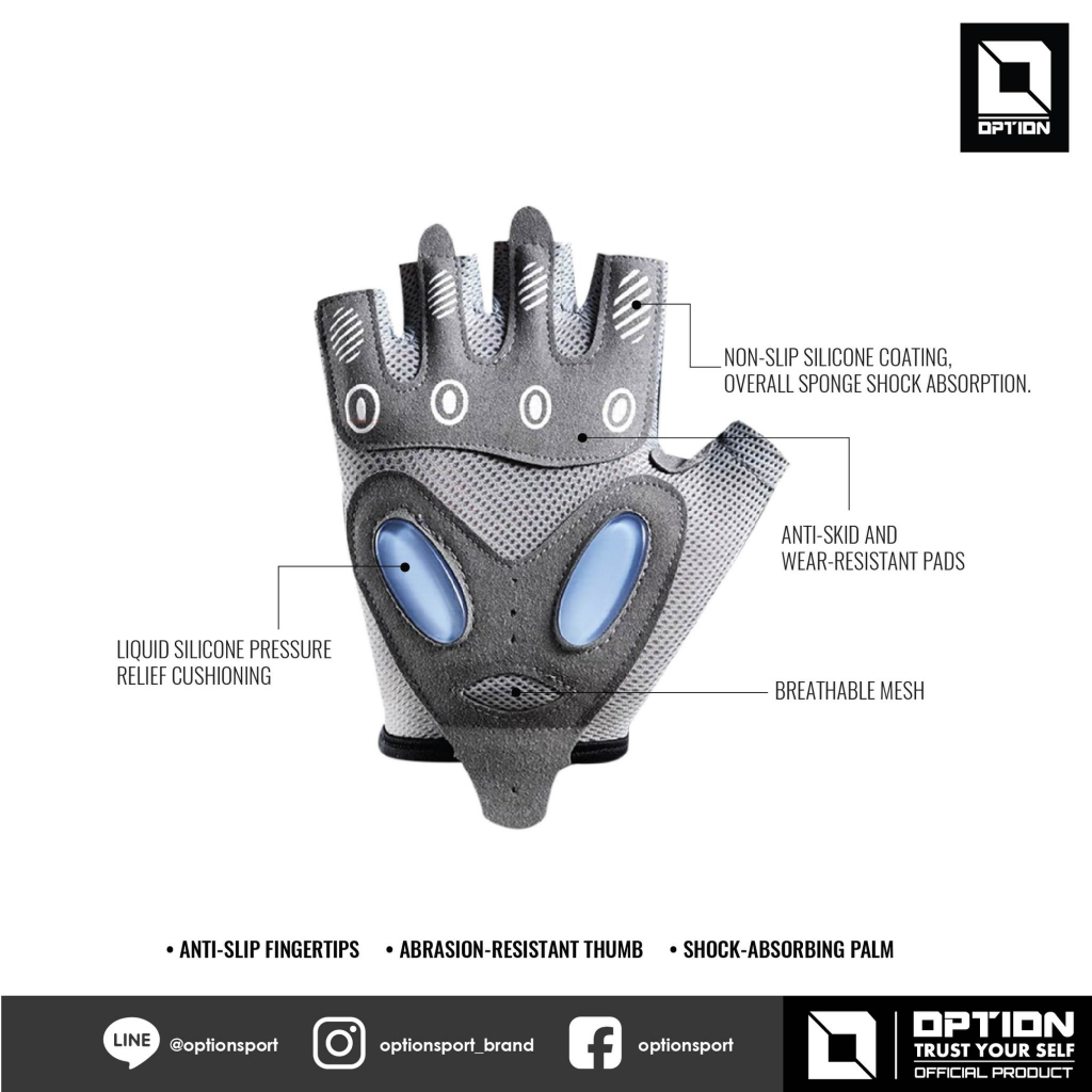 TRAINING FITNESS GLOVES ถุงมือออกกำลังกาย OPTION OPS-2-023 - รูปที่ 3