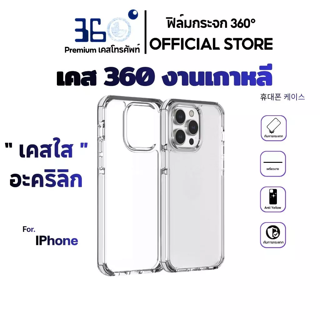 [🇰🇷360°] เคสใสกันกระแทก iphone อะคริลิก+TPU 17 16 15 14 13 12 11 pro max plus mini 16pro XR SE thumbnail 3