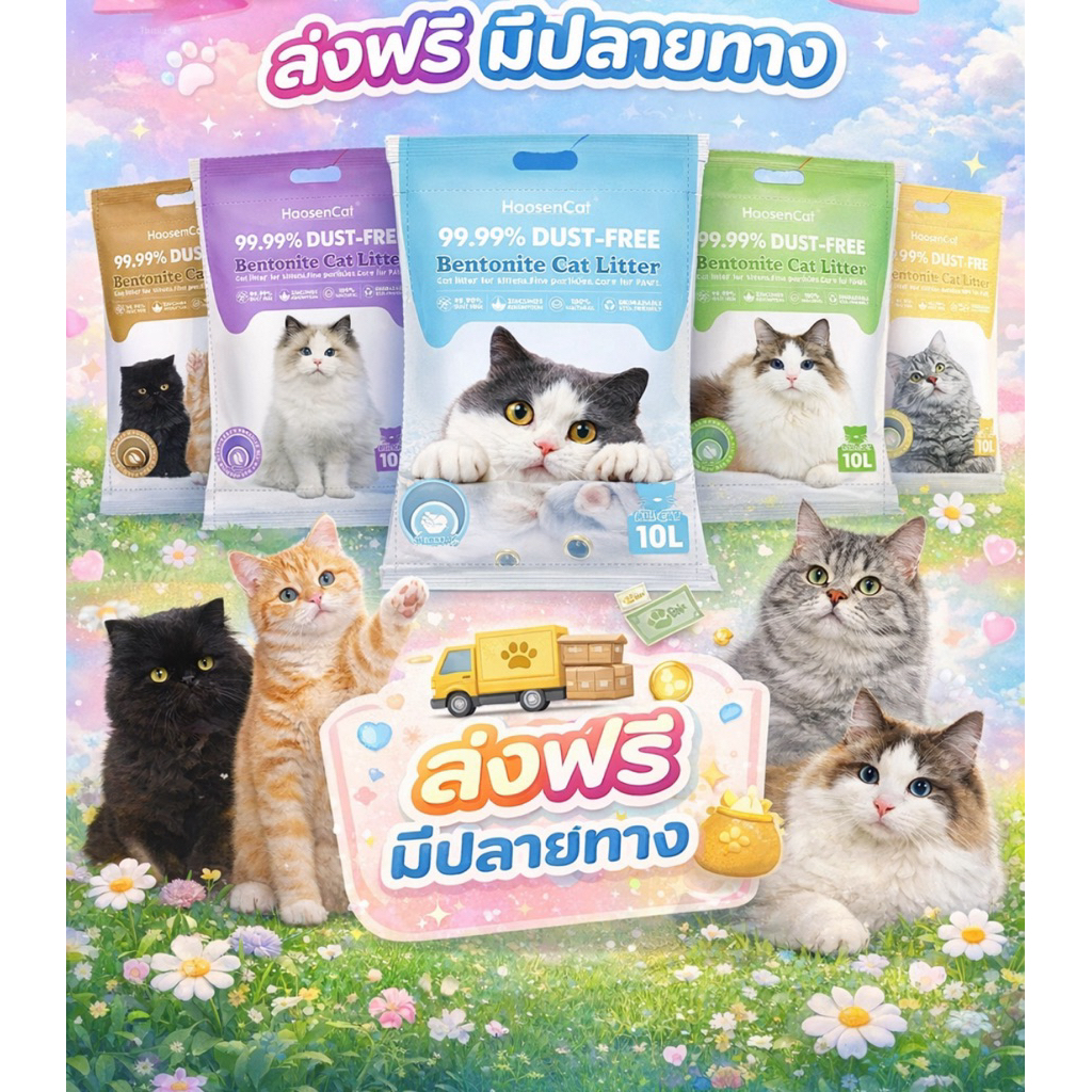 [30ลิตร]ทรายแมวHaosenCat เฮาเซนแคท กลิ่นหอมละมุน เก็บกลิ่นดี จับก้อนได้ไวมาก!!