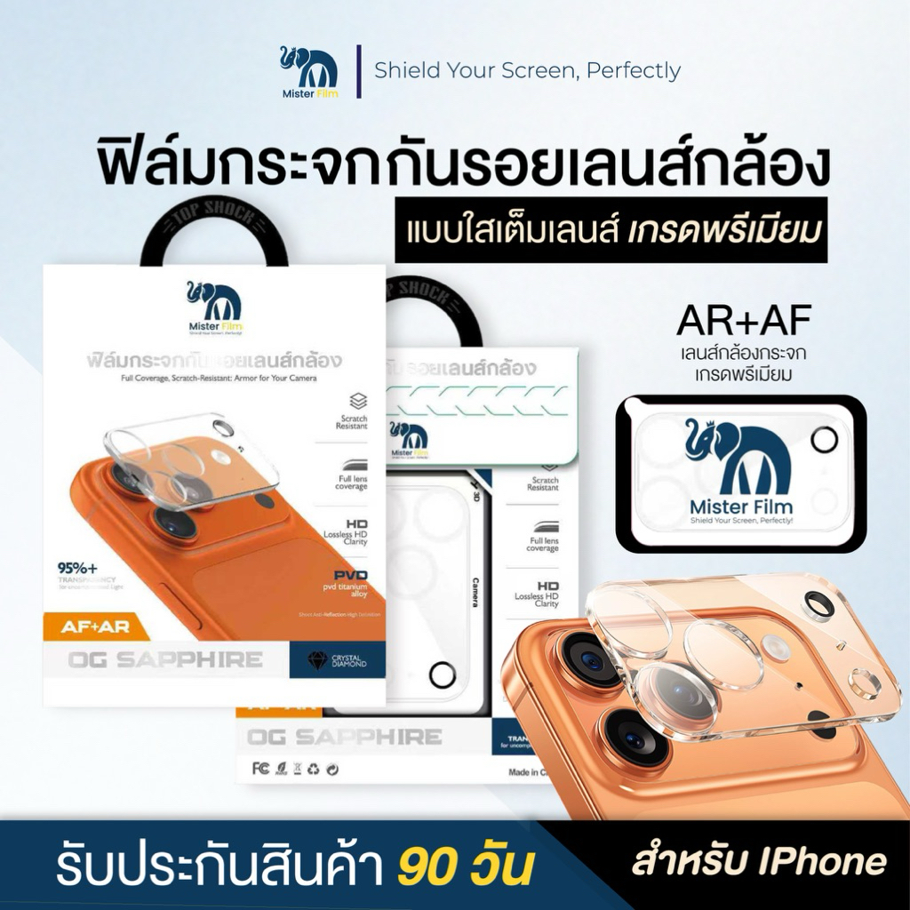 ฟิล์มกระจกกันรอยเลนส์กล้อง เเบบใส เกรดพรีเมี่ยม ครอบคลุมทั้งกล้องเเละฐาน ป้องกันรอยขีดข่วนรับประกันสินค้า90วัน
