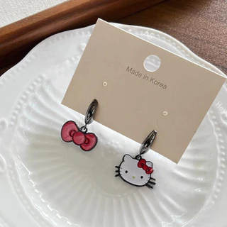 พร้อมส่ง!🇹🇭 ราคา/คู่ ต่างหู Hello Kitty รุ่นคิตตี้&โบว์ สไตล์มินิมอล วัสดุก้านเงิน 925 เนื้องานเกาหลี พรีเมี่ยม คุณภาพดี
