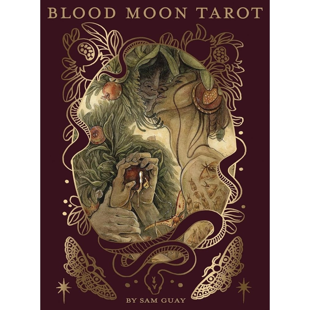 Blood Moon Tarot ไพ่ยิปซีแท้ขอบสีแดงเลือดหมูหรูหรา ไพ่ยิปซี ไพ่ทาโร่ต์ Tarot