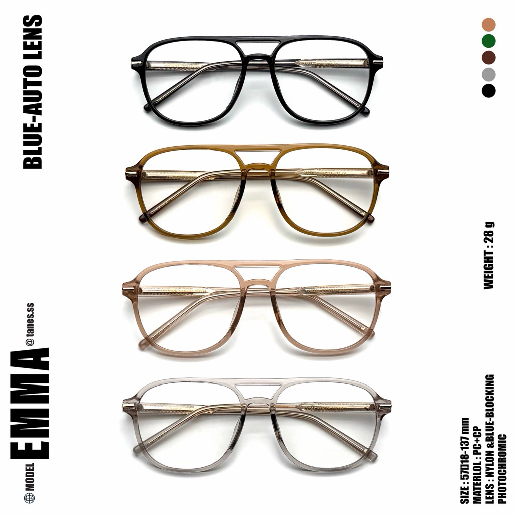 TANES.SS | EMMA มี 2 เลนส์ BLUE AUTO-SUNGLASSES UV400 แว่นน้ำหนักเบา (สำหรับลูกค้าต้องการเลนส์ใหญ่)