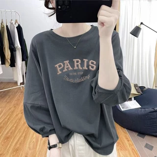 เสื้อยืดแขนยาวผู้หญิงน่ารักๆ แขนบอลลูน oversize เสื้อผ้าสาวอวบไซส์ใหญ่ ลําลอง แฟชั่นมาใหม่ เสื้อโอเวอร์ไซส์สไตล์เกาหลี