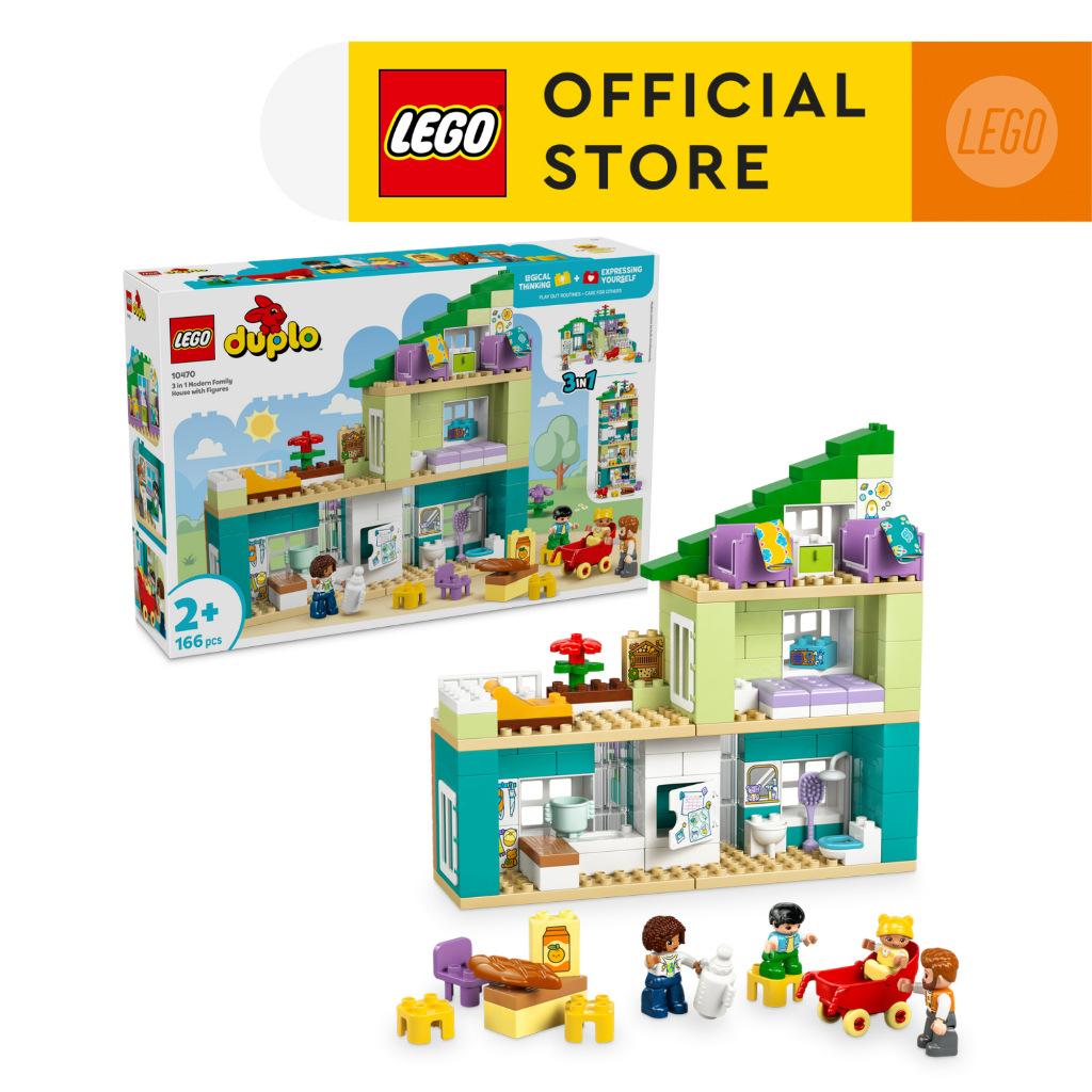 LEGO DUPLO Town 10470 3 in 1 Modern Family House with Figures (166pcs.), Building Blocks, Kids Toy