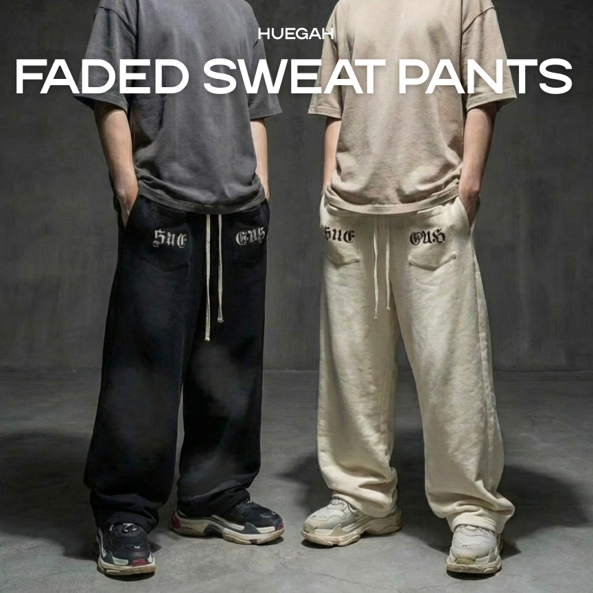 📍[พร้อมส่ง] 👈HUEGAH Faded Sweat Pants กางเกงวอร์ม ขายาว ไซซ์ใหญ่