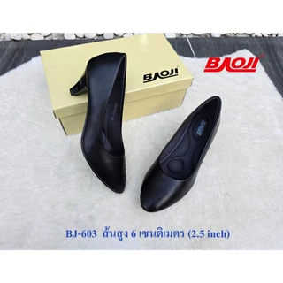 **BAOJI (บาโอจิ)** [ลิขสิทธิ์แบรนด์แท้] (BJ-603) รองเท้าคัชชู ใส่ทำงาน หนังนิ่ม หนา *ผู้หญิง* ส้นสูง 6 ซม. (By MAIZIE)