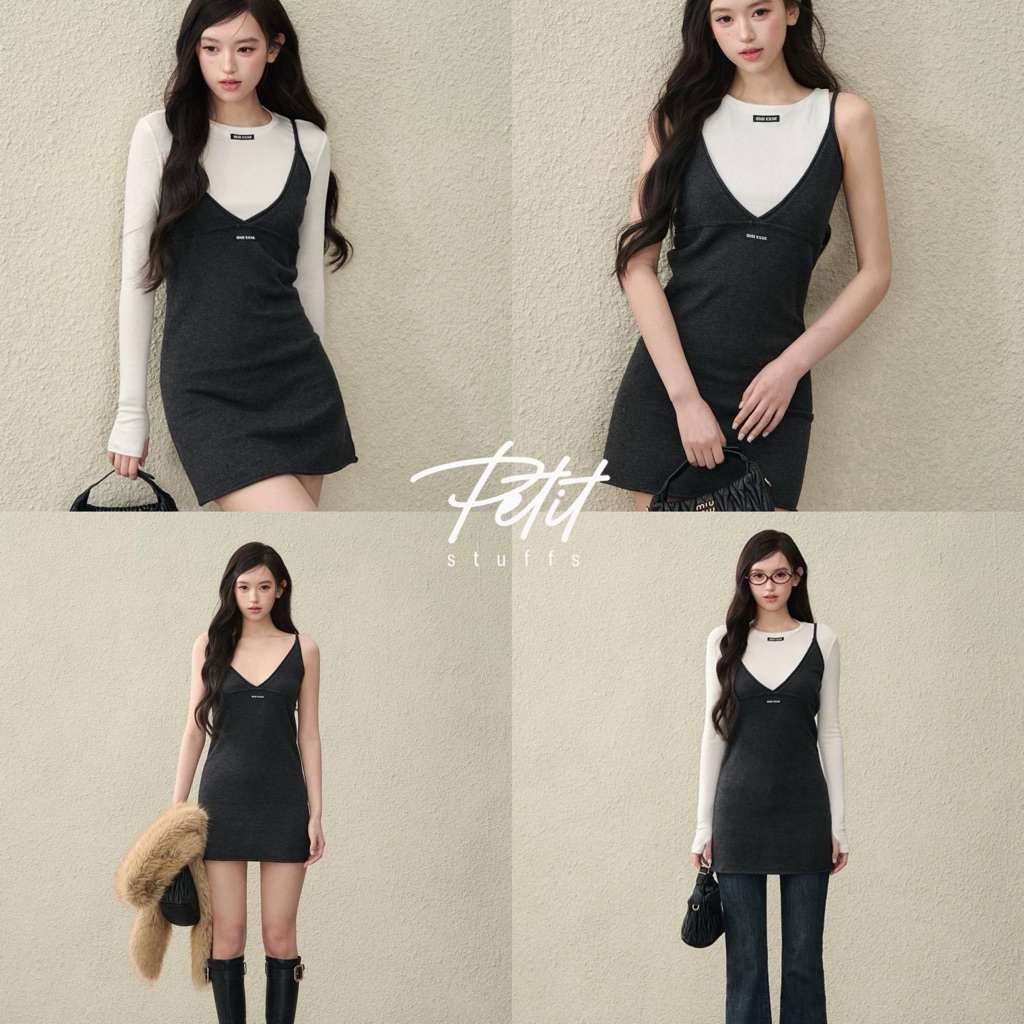 Petitstuffs | มินิเดรส2ชิ้นแขนสั้นและแขนยาว #P2601051