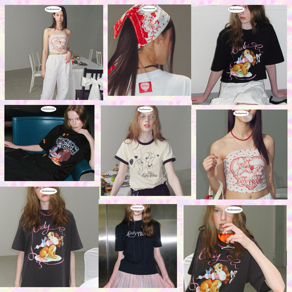 ronron x Disney Lady and the tramp เสื้อยืดเลดี้&แทรมป์ Ronron แบรนด์เกาหลีของแท้💯 พร้อมส่ง