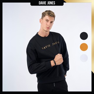 DAVIE JONES เสื้อสเวตเตอร์ Logo Oversized Fit Sweater SW0075…