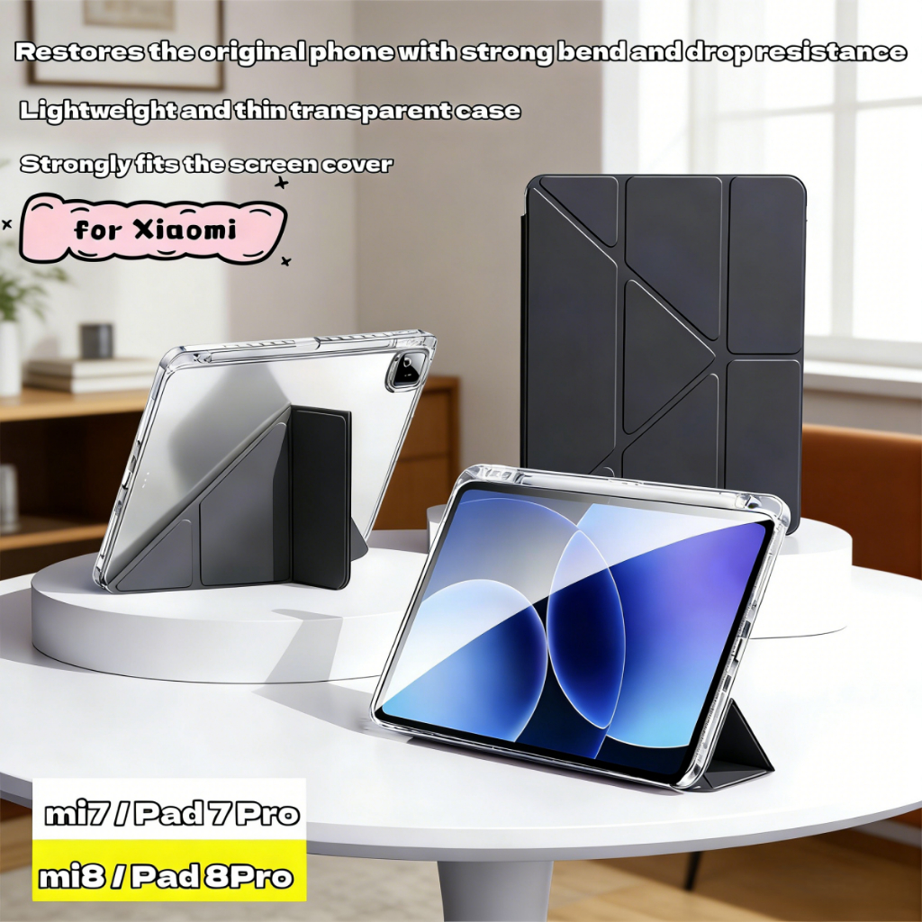 For xiaomi pad 8/ 8 pro redmi pad 2 Y-shaped Acrylic Case mi pad 6/6 Pro pad 7 พับได้ หลังใส กันกระแทก เคส 2023 se11นิ้ว