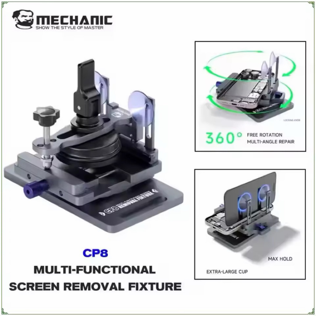 เครื่องมือถอดหน้าจอ LCD แบบหมุนได้ รุ่น MECHANIC CP8 สำหรับโทรศัพท์มือถือ พร้อมที่หนีบกดและถอดกระจกหลัง