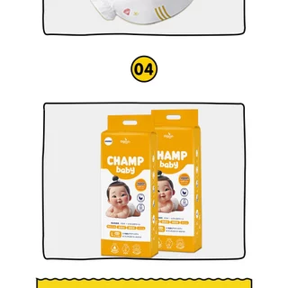 CHAMP baby ผ้าอ้อมเด็ก M/L/XL/XXL/XXXL น้ำหนักเบา ระบายอากาศดี สะดวกสบายน้ำหนักเบาและระบายอากาศการจัดส่งที่รวดเร็ว Dry a