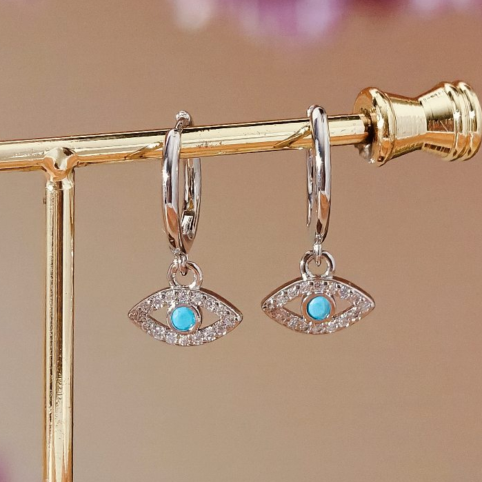 Vachana - Evil Eyes CZ Huggie Hoop Earrings (ต่างหูดวงตาปีศาจ)