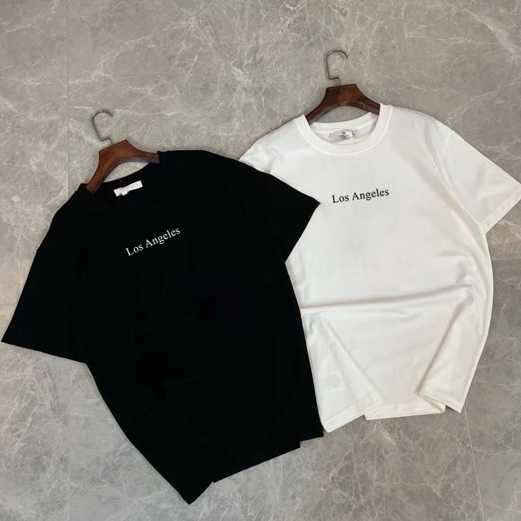 🌟STF_SHOP🌟เสื้อยืด แขนสั้น คอกลม งานคอป้าย สกรีนลาย Los Angeles งานUnisex  ใส่ได้ทั้งหญิง-ชาย