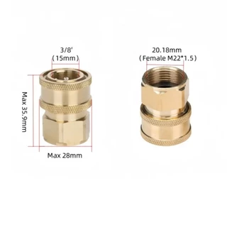 M22*1.5 คอปเปอร์หน้าปั้ม คอปเปอร์สำหรับเครื่องฉีดน้ำแรงดันสูง ข้อต่อทองเหลือง คอปเปอร์น้ำ