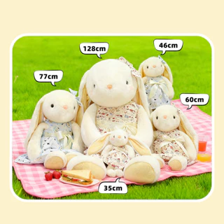ตุ๊กตากระต่ายหูยาวสีขาวใส่เสื้อผ้า ตุ๊กตานุ่ม ของขวัญเทศกาล วันเกิด สามารถสั่งปักชื่อได้ ขนาด 35~60 ซม.
