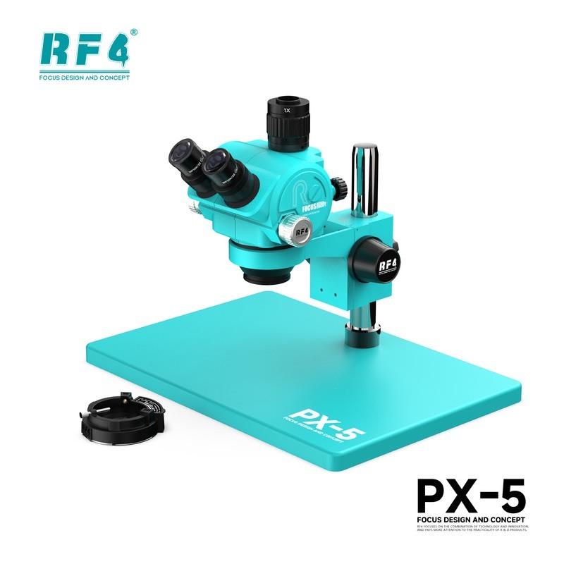 RF4 PX-5 กล้องจุลทรรศน์ สามตา (Trinocular) ซูมต่อเนื่อง 7X–50X สินค้าพร้อมส่งที่ไทย
