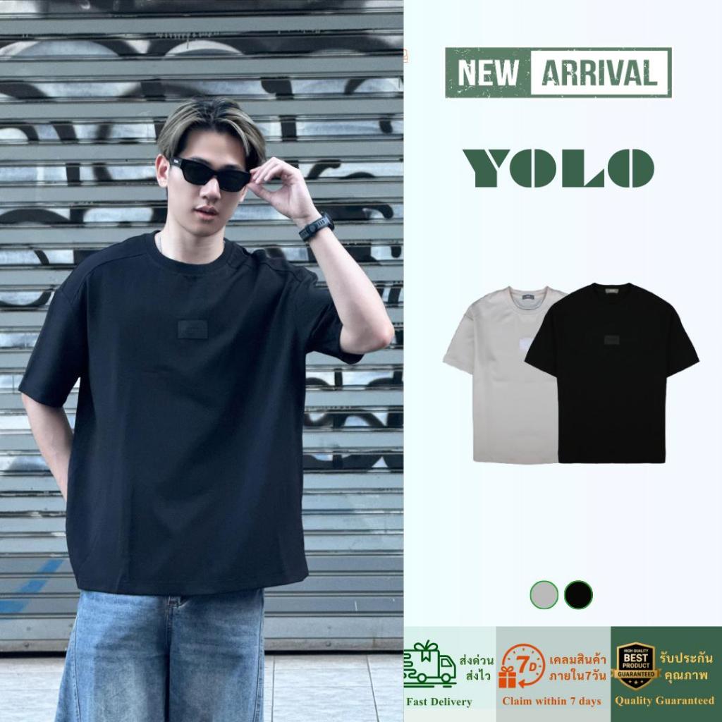 YOLO เสื้อยืด OVERSIZE เสื้อยืด ยืดแขนสั้น คอกลม แขนสั้น สีพื้น ใส่สบาย ไม่ร้อน Y262152